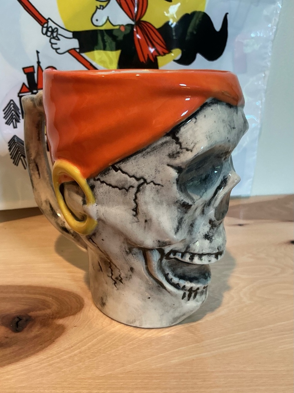 Haind-Painted Ceramic Skull Mug Halloween